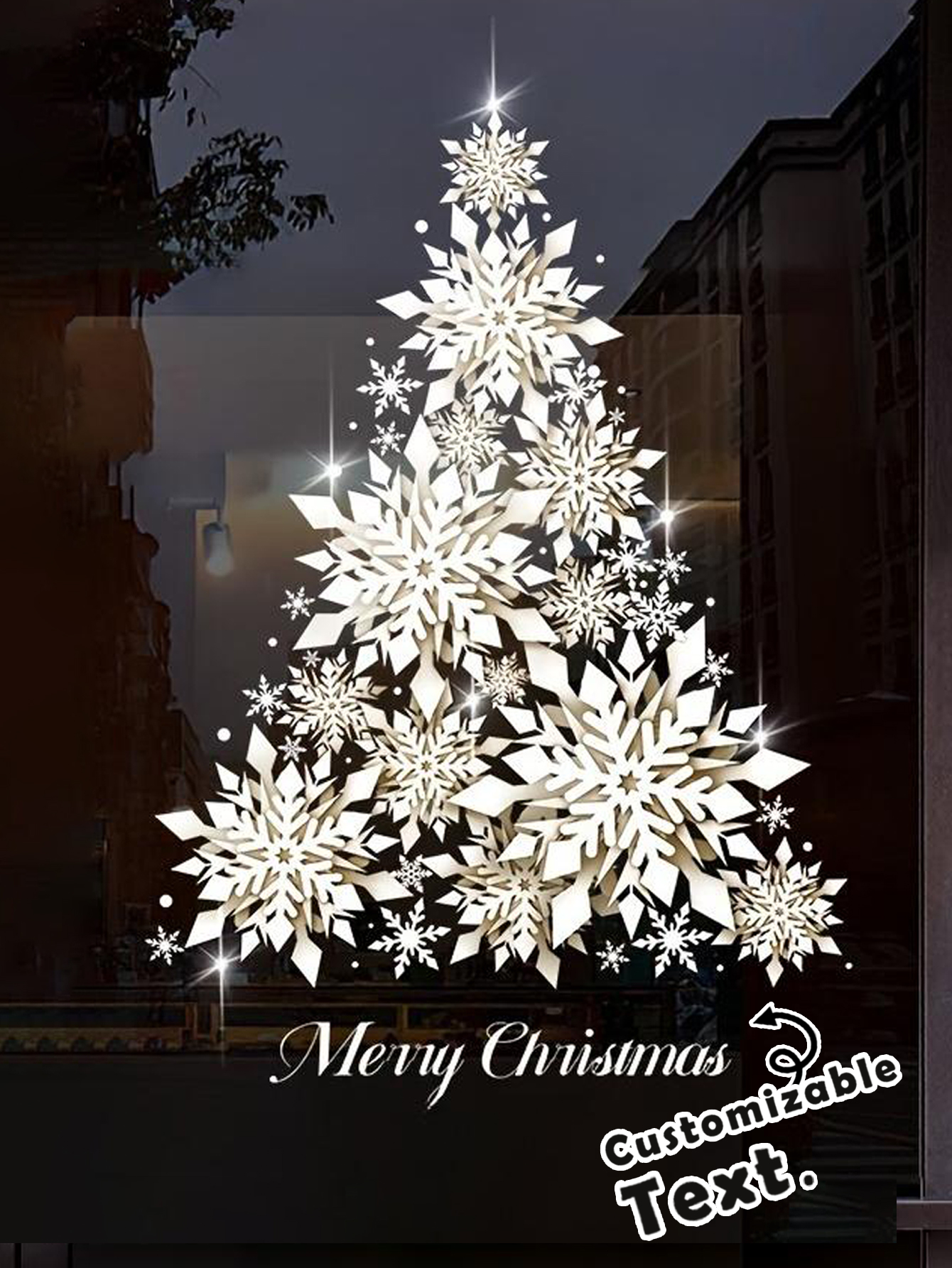 DIY Sparkling Snowflake Christmas Tree Sticker